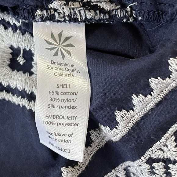 Women's Athleta Size S Navy White Embroidered Coverup Dress Long Sleeve - Picture 9 of 9